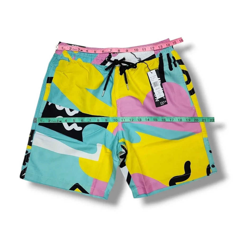 REASON BRAND All Over Print Swim Shorts‎ Multicolor AZSW-030 Men's Small